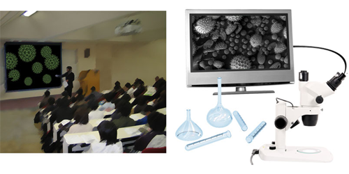 学校の講義など、顕微鏡の映像を大人数で共有する際に最適！
