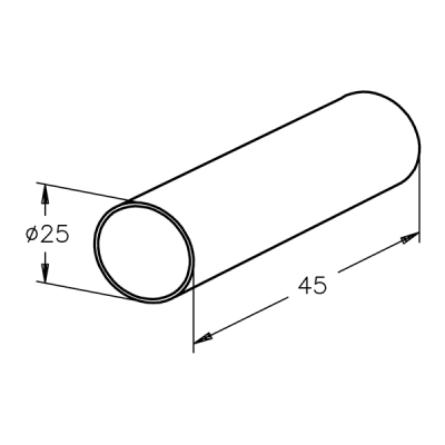 チューブ OD 25 mm 図面