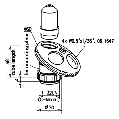 Cマウントアダプター付き レンズターレット x4 図面