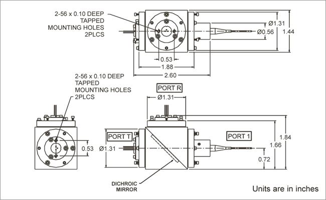 Laser Diode Power Combiner Dimensions