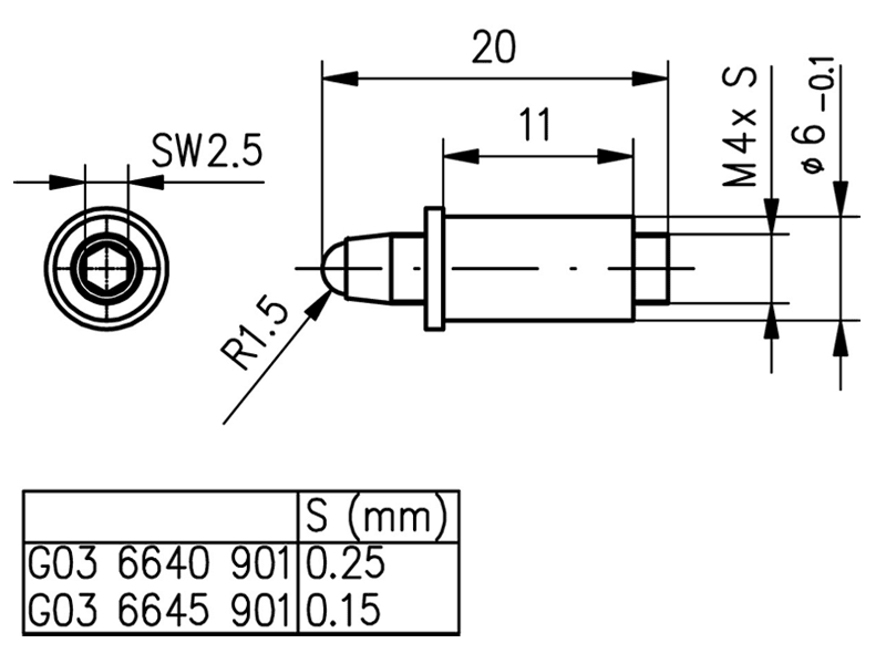 Fine-adjustment screws M4